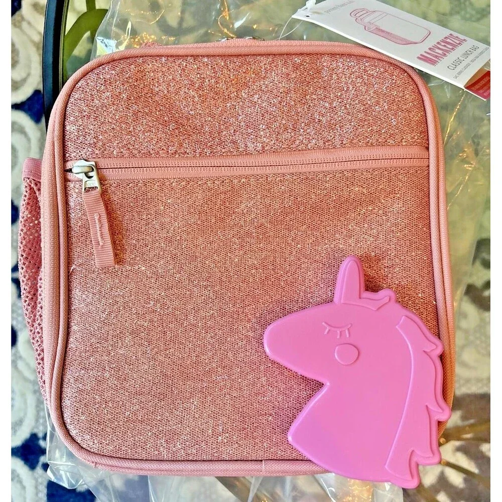 Pottery Barn LUNCH BOX BAG School Glitter+ Unicorn Barbie girl Travel SET h